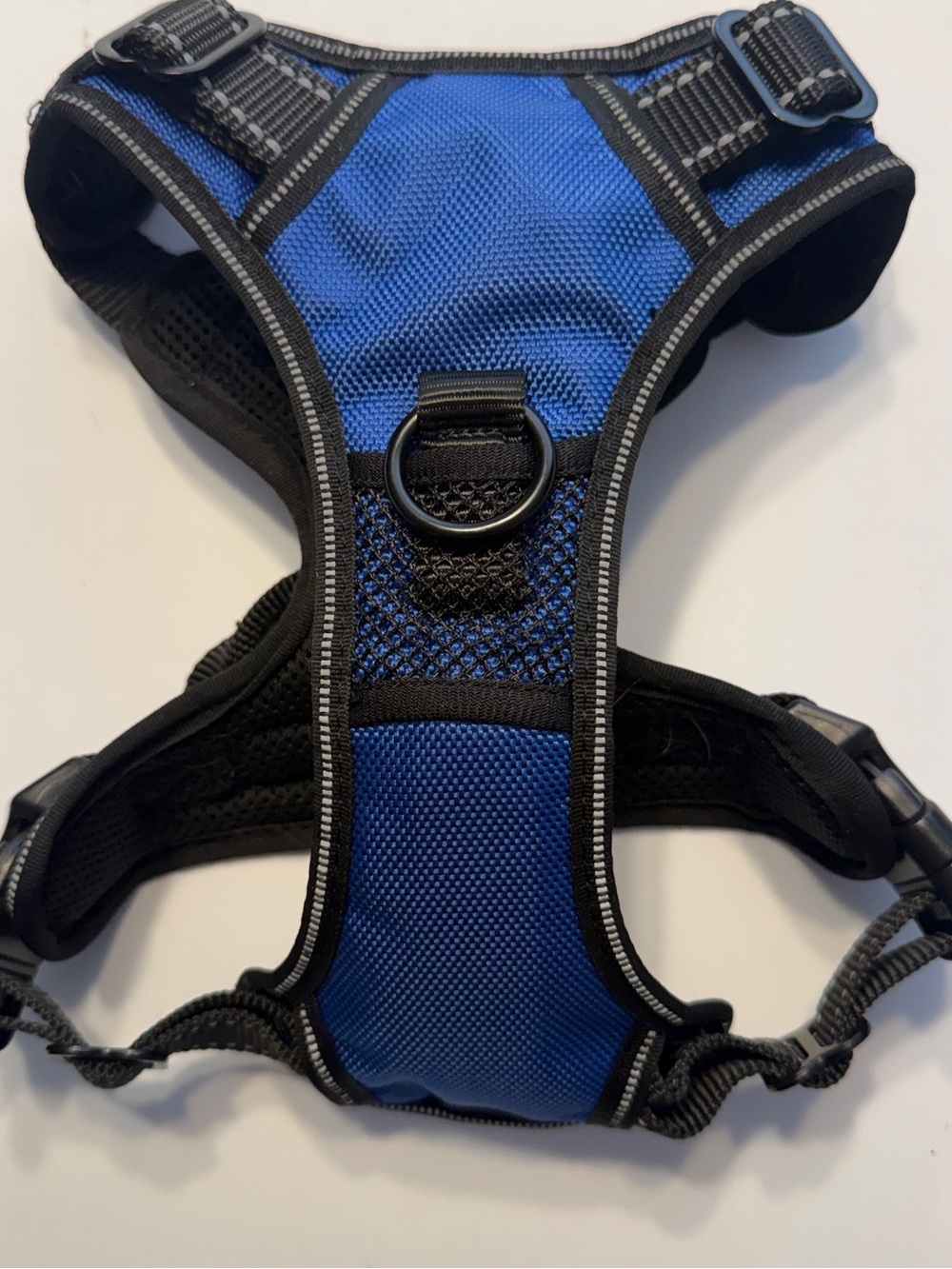 Blue and Black Padded Dog Harness with D-Ring Small